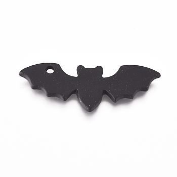 Alloy Pendants, Baking Painted, for Halloween, Bat, Black, 8.5x24.5x1mm, Hole: 1.4mm