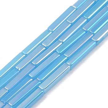 Electroplate Glass Beads Strands, AB Color Plated, Rectangle, Light Sky Blue, 19.5~20x3.5~4x3.5~4mm, Hole: 1mm, about 38pcs/strand, 29.13''(74cm)