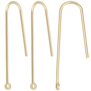 16Pcs Brass Hooks, with Vertical Loops, Real 18K Gold Plated, 31x10x2mm, Hole: 1.2mm, Pin: 0.9mm