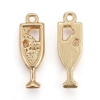 Tibetan Style Alloy Pendants, Cup, Lead Free & Nickel Free & Cadmium Free, Real 18K Gold Plated, Matte Gold Color, 20x7x2mm, Hole: 1.5mm