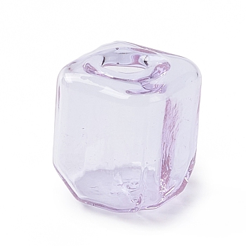 Handmade Blown Glass Bottles, for Glass Vial Pendants Making, Square, Lilac, 16~16.5x14~15x14~14.5mm, Hole: 3.5~6mm