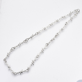 Alloy Barb Wire Necklaces, with Lobster Claw Clasp, Platinum, 18.8 inch(48cm)
