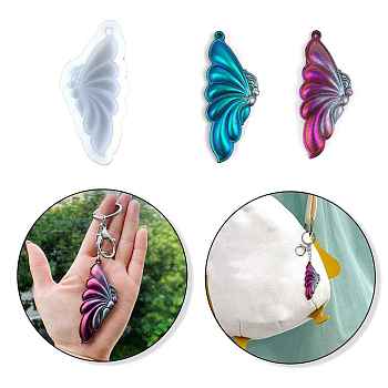 Butterfly DIY Silicone Pendant Molds, Resin Casting Molds, for UV Resin, Epoxy Resin Craft Making, White, 86x42x12mm