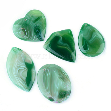 MediumSeaGreen Mixed Shapes Striped Agate Pendants