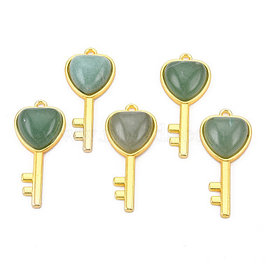 Light Gold Key Green Aventurine Pendants