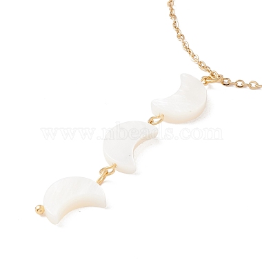 Natural Shell Crescent Moon Pendant Necklace with 304 Stainless Steel Chains for Women(NJEW-C016-04G)-4