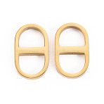 304 Stainless Steel Connector Charms, Navy Mesh Charms, Marine Mesh Charms, Oval, Real 14K Gold Plated, 16x9.5x2mm, Hole: 6x7mm(STAS-S116-221B)