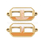304 Stainless Steel Enamel Connector Charms, Hollower Rectangle Octagon Links, Golden, Orange, 11x24.5x2mm, Hole: 1.2mm(STAS-Z190-10G-01)