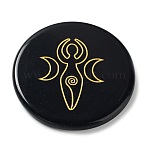 Natural Obsidian Display Decorations, Home Decorations, Flat Round, Moon, 54x5.5mm(DJEW-P014-A01)