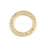 Brass Micro Pave Clear Cubic Zirconia Snap Clasps, Rack Plating, Long-Lasting Plated, Lead Free & Cadmium Free, Real 18K Gold Plated, 12x2mm(KK-CBA78C7-02G)