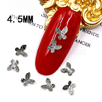 Textured Brass Nail Care Decoration Accessories, DIY Nail Art Tip, Butterfly, Platinum, 4.5x4.5x1.5mm(MRMJ-WH0062-18P)