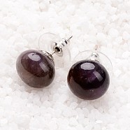Amethyst Stud Earrings, with Platinum Tone Brass Findings, 21.5x12mm, Pin: 0.7mm(G-F267-09D)
