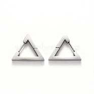 304 Stainless Steel Huggie Hoop Earrings, Triangle, Stainless Steel Color, 18.5x21x3mm, Pin: 1mm(STAS-S103-27P)