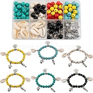 SUNNYCLUE DIY Ocean Theme Bracelet Making Kit, Including Natural Shell & Synthetic Turquoise Round Beads, Alloy Pendants, Turtle & Sea Horse & Fish, Mixed Color, 260Pcs/box(DIY-SC0023-57)