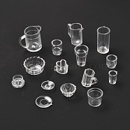 15Pcs Transparent Plastic Food Play Cup Set, Simulation Miniature Cups, Children Toys, Clear, 10~24x8~15x3~22mm, 15pcs/set(AJEW-K030-04)