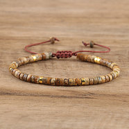 Natural Picture Jasper Beaded Braided Bracelets, Adjustable Women's Bracelets, (QH4784-4)