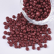 Baking Paint Glass Seed Beads, Dark Red, 6/0, 4~5x3~4mm, Hole: 1~2mm, about 500pcs/50g, 50g/bag, 18bags/2pounds(SEED-US0003-4mm-K14)