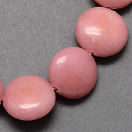 Dyed Flat Round Gemstone Natural Rhodochrosite Stone Beads Strands, Pink, 16x5mm, Hole: 1mm, about 25pcs/strand, 16.5 inches(G-S110-23)