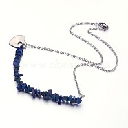 Lapis Lazuli Pendant Necklaces, with Stainless Steel Finding, 17.3 inch(X-NJEW-JN01706-04)