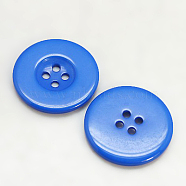 Resin Buttons, Dyed, Flat Round, Dodger Blue, 30x3mm(RESI-D033-30mm-10)