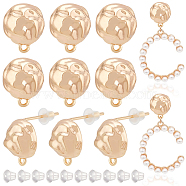 12Pcs Brass Half Round Stud Earrings Findings, with Horizontal Loops, with 30Pcs Plastic Ear Nuts, Real 18K Gold Plated, 11.7x9.6x5.3mm, Hole: 1mm, Pin: 0.8mm(KK-BC0011-27)