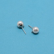 304 Stainless Steel Stud Earring Findings, with Acrylic Imitation Pearl Beads and Loop, Stainless Steel Color, 19.5x9mm, Hole: 1mm, Pin: 0.8mm(STAS-WH0029-02C-02)