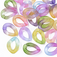 Spray Painted Two Tone Transparent Acrylic Linking Rings, Quick Link Connectors, for Curb Chains Making, Twist, Mixed Color, 23x17x4.5mm, Inner Diameter: 13.5x7mm(OACR-S036-001A-N)