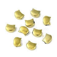 Electroplate Glass Beads, Full Plated, Cat Shape, Golden Plated, 8x10x5mm, Hole: 1.2mm(EGLA-Z005-FP01)