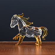 Glass Chinese Zodiac Figurines Statues for Home Office Desktop Feng Shui Ornament, Horse, 89.7x25x74.2mm(PW-WGC1701-06)