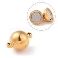 304 Stainless Steel Magnetic Clasps, Round, Golden, 15x10mm, Hole: 1mm(X-STAS-E049-12A)