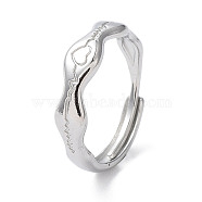 304 Stainless Steel Heart Beat Adjustable Rings, Stainless Steel Color, Inner diameter: 17.5mm(RJEW-D006-16P)