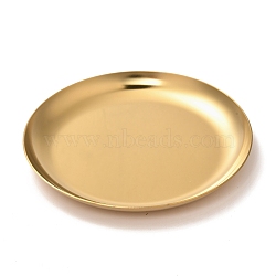 Flat Round 430 Stainless Steel Jewelry Display Plate, Cosmetics Organizer Storage Tray, Golden, 101x10mm(STAS-P289-01G)