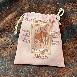 Tarot Card Storage Bag, Canvas Cloth Tarot Drawstring Bags, Rectangle with Constellation Pattern, Aries, 18x13cm(ZODI-PW0001-092-A28)