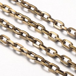 Iron Cable Chains, Unwelded, Nickel Free, Flat Oval, Antique Bronze, 6x4x1mm(X-CH-Y1927-AB-NF)