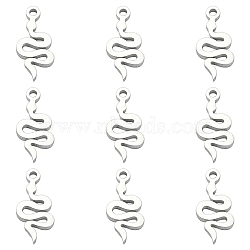 304 Stainless Steel Charms, Snake, Stainless Steel Color, 10.5x5x1mm, Hole: 1mm(STAS-CJC0008-08P)