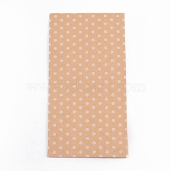 Kraft Paper Bags, No Handles, Storage Bags, White Polka Dot Pattern, Wedding Party Birthday Gift Bag, Tan, 17.8x9x6.2cm(CARB-I001-07D)