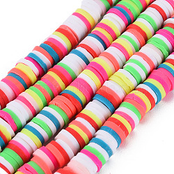 Handmade Polymer Clay Beads Strands, for DIY Jewelry Crafts Supplies, Luminous, Disc/Flat Round, Colorful, 6x0.5~1.5mm, Hole: 2mm, about 215~221pcs/strand, 15.55 inch~40 inch(39.5~40cm)(X-CLAY-N008-043B-01)