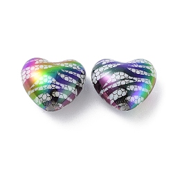 UV Plating Opeque Acrylic Beads, Iridescent, Heart, Heart, 19.5x22x12.5mm, Hole: 2.5mm(MACR-K351-19)