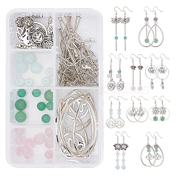 SUNNYCLUE DIY Dangle Earring Making Kits, Including Alloy Pendants & Beads & Bead Frames & Links connectors, Brass Linking Rings & Cable Chains & Jump Rings & Pins, Natural Gemstone Beads, Platinum, 19mm, Hole: 1.5mm, 18pcs/box(DIY-SC0016-28)