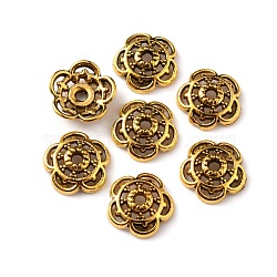 Tibetan Style Alloy Bead Caps, 5-Petal, Flower, Antique Golden, 8x2.5mm, Hole: 1.2mm(FIND-WH0116-07A-AG)