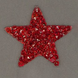 Star Hotfix Rhinestone, Glass Rhinestones, with Hot Melt Adhesive, Iron on Applique Patch, Sewing Craft Decoration, Light Siam, 35x37x2.5mm(PATC-WH0004-04B-1)
