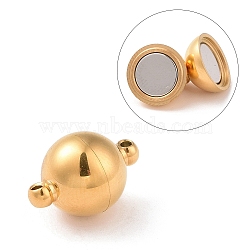 304 Stainless Steel Magnetic Clasps, Round, Golden, 15x10mm, Hole: 1mm(X-STAS-E049-12A)