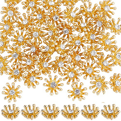 50Pcs Zinc Alloy Crystal Rhinestone Cabochons, Flower, Golden, 8x4mm(FIND-SC0022-68)