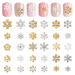 30Pcs 30 Styles Alloy Cabochons, Nail Art Decoration Accessories, Christmas Snowflake, Golden & Silver, 7~12.5x6.5~11.5x1.5~4mm, 1Pc/style(MRMJ-FH0001-26)