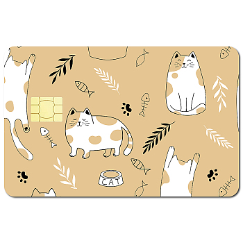 PVC Plastic Waterproof Card Stickers, Self-adhesion Card Skin for Bank Card Decor, Rectangle, Cat Shape, 186.3x137.3mm