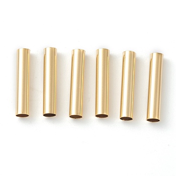 Brass Tube Beads, Long-Lasting Plated, Tube, Real 24K Gold Plated, 15x3mm, Hole: 2.5mm