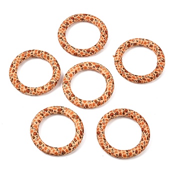 Autumn Food Grade Eco-Friendly PrintedSilicone Linking Rings, Pumpkin Maple Leaf Round Ring, Sandy Brown, 66x9.5mm, Hole: 2.5mm, Inner Diameter: 46mm