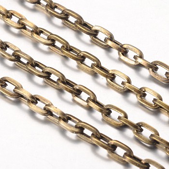 Iron Cable Chains, Unwelded, Nickel Free, Flat Oval, Antique Bronze, 6x4x1mm