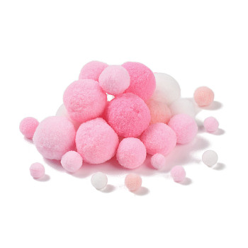 Polyester Ball Decoration, Pom Pom Ball, For DIY Craft, Pink, 0.8~3cm, about 100pcs/set
