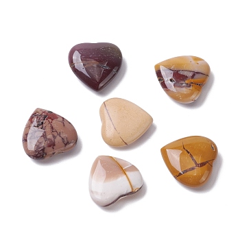 Natural Mookaite Heart Love Stone, Pocket Palm Stone for Reiki Balancing, 20~20.5x20~20.5x6~7.5mm